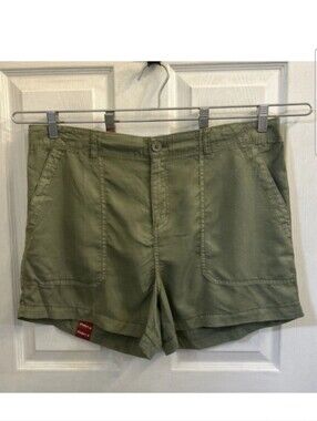 Social Standard by Sanctuary Mid Rise Tencel Shorts Olive NWT